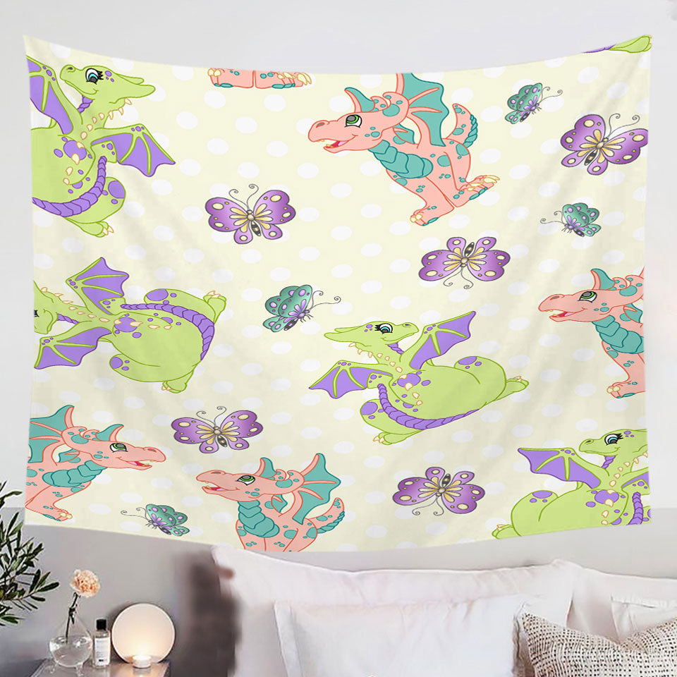 Girls-Wall-Decor-Butterfly-and-Dragon-Pattern