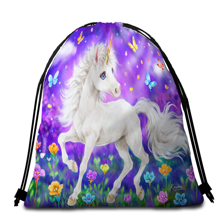 Girly Beach Towel Pack Fantasy Designs Butterflies and Unicorn