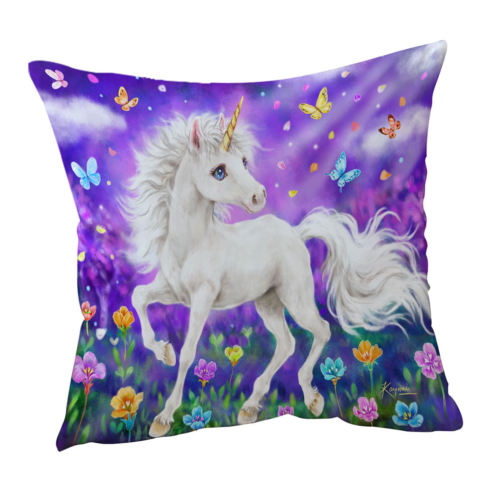 Girly Cushion Covers Fantasy Designs Butterflies and Unicorn