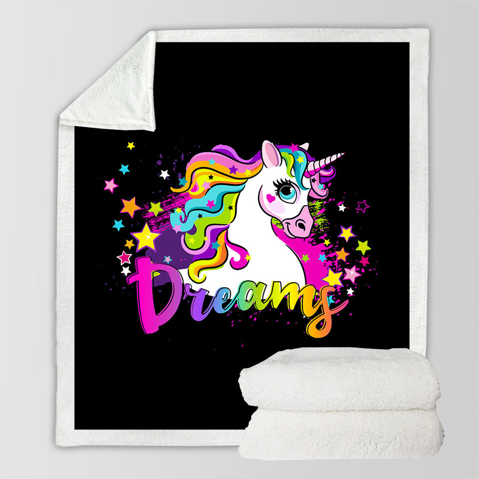 Girly Dreamy Unicorn Couch Throws