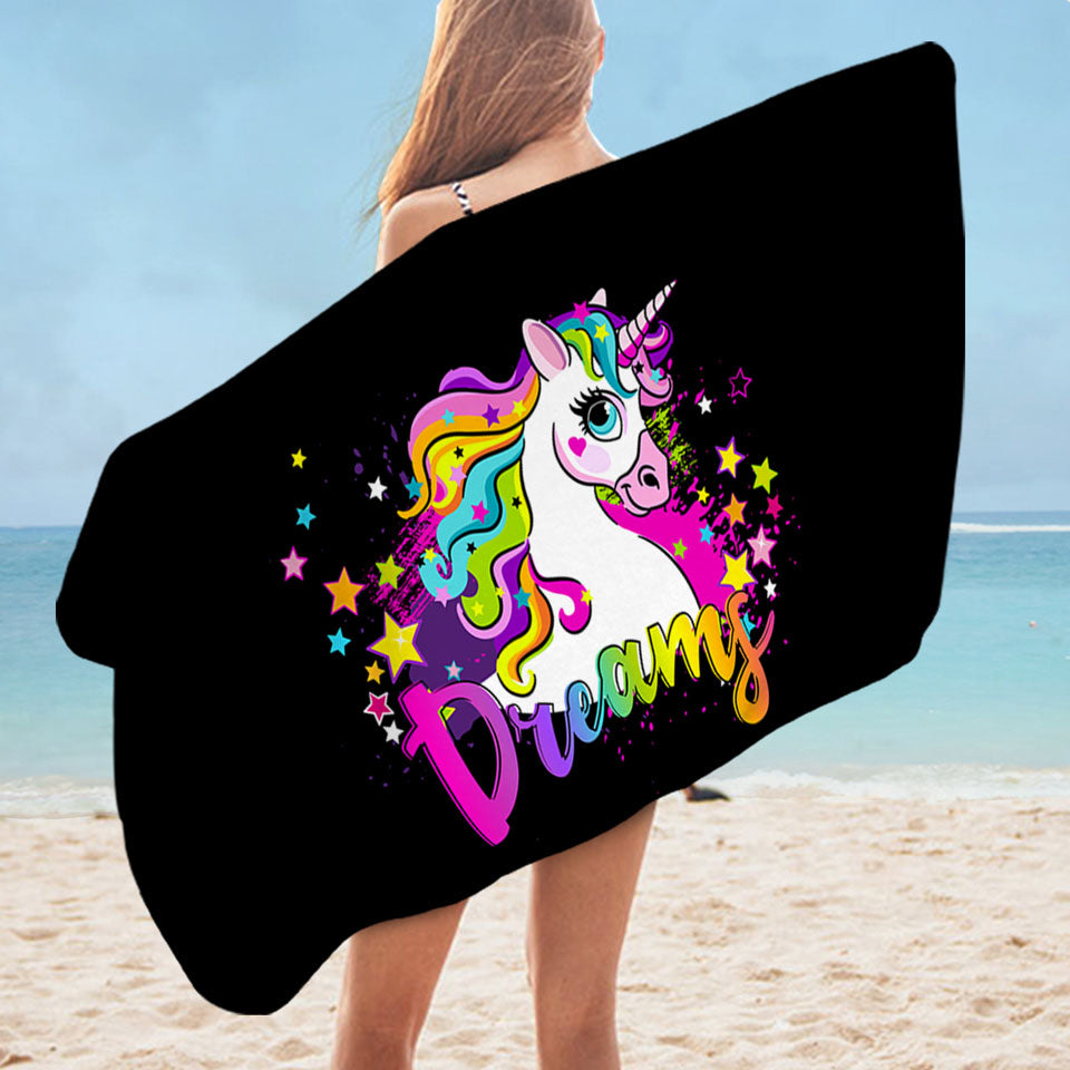 Girly Dreamy Unicorn Swims Towel