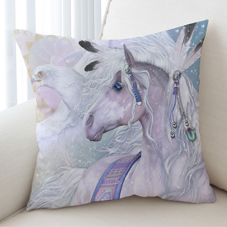 Girly Horse Cushion Covers Winter Solstice Dazzling Native American White Horse