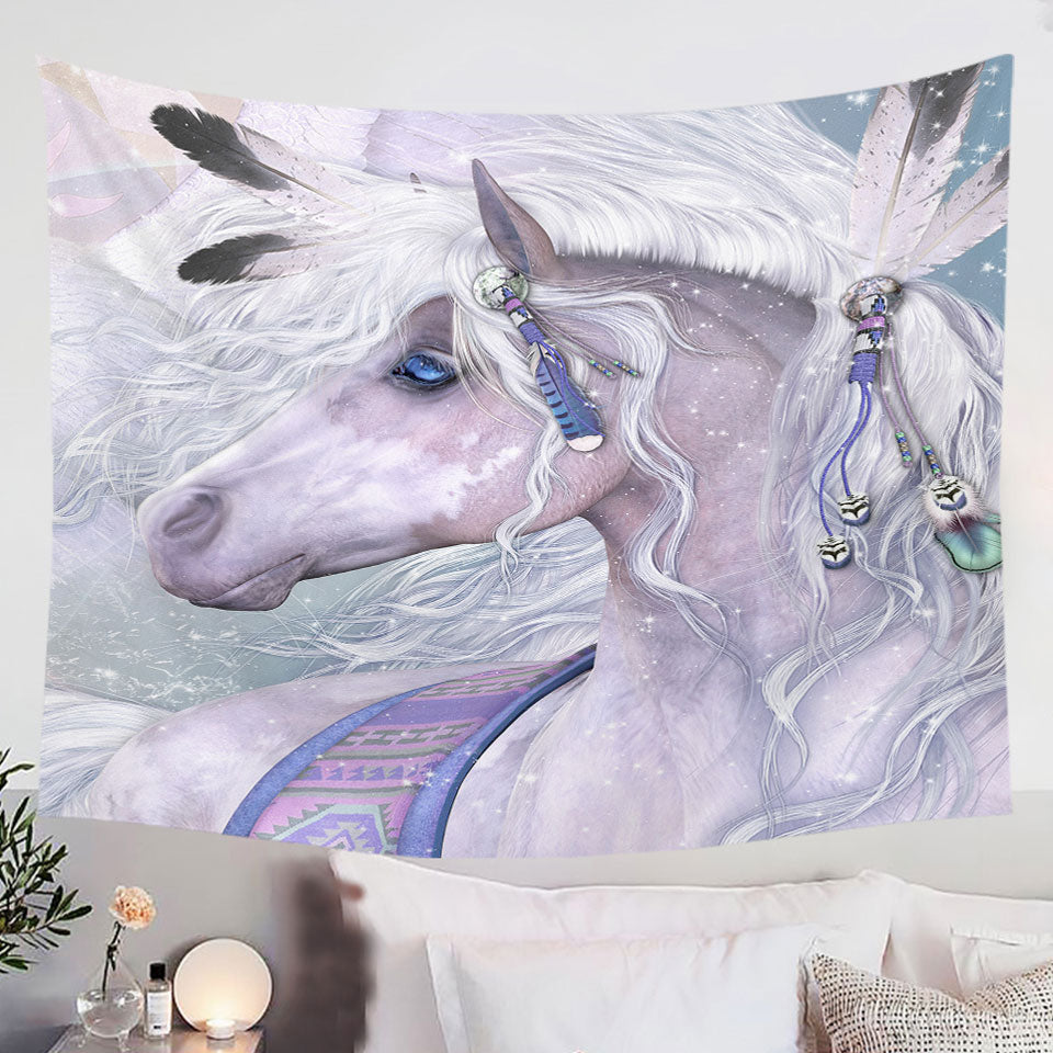 Girly-Horse-Wall-Decor-Tapestry-Winter-Solstice-Dazzling-Native-American-White-Horse