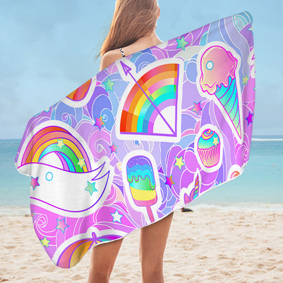 Girly Pack Colorful Rainbow Beach Towel