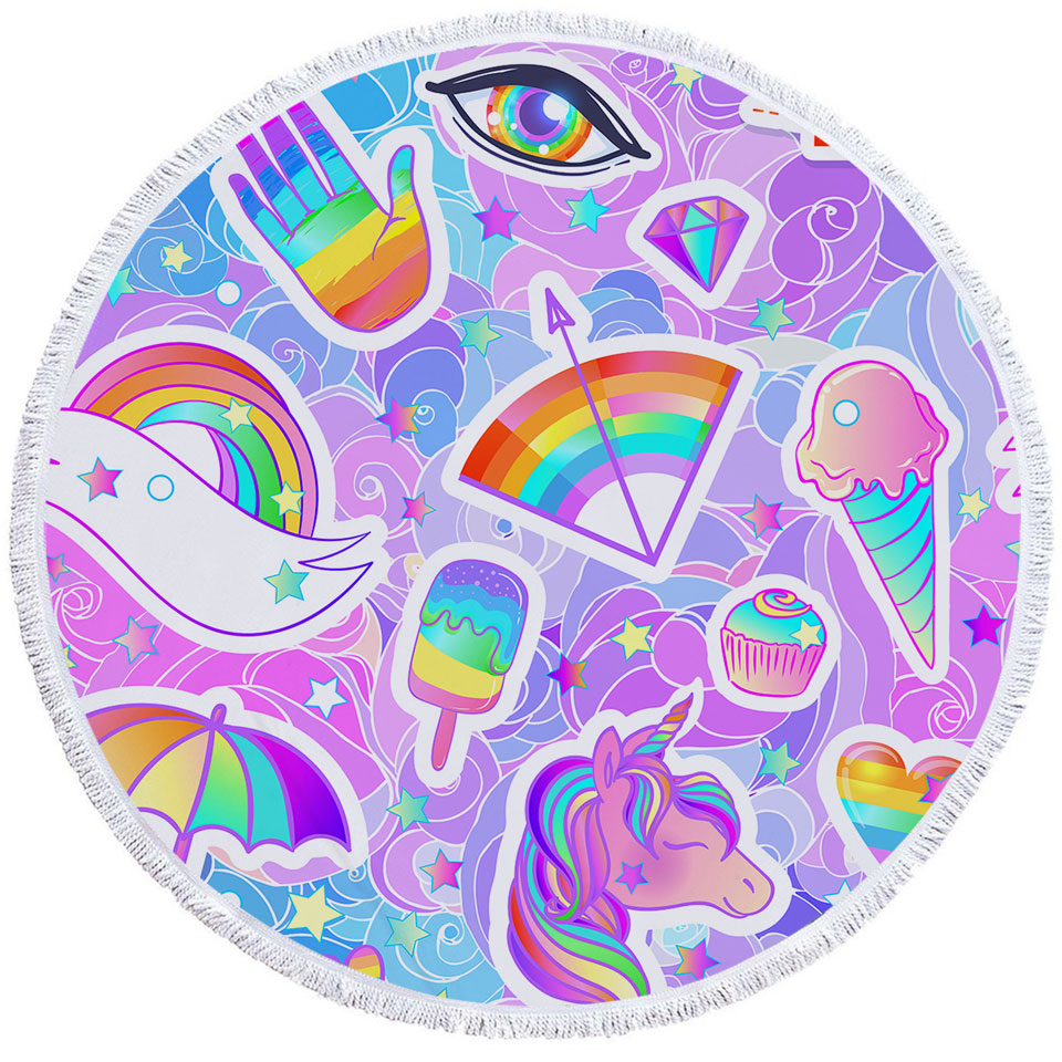Girly Pack Colorful Rainbow Circle Beach Towel