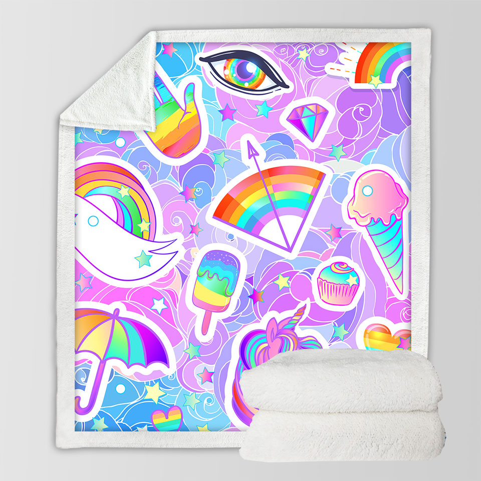 Girly Pack Colorful Rainbow Throw Blanket