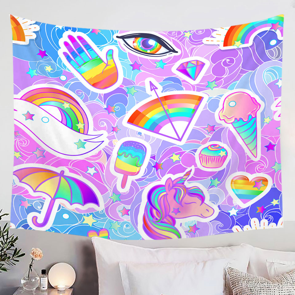 Girly Pack Colorful Rainbow Wall Decor Tapestry