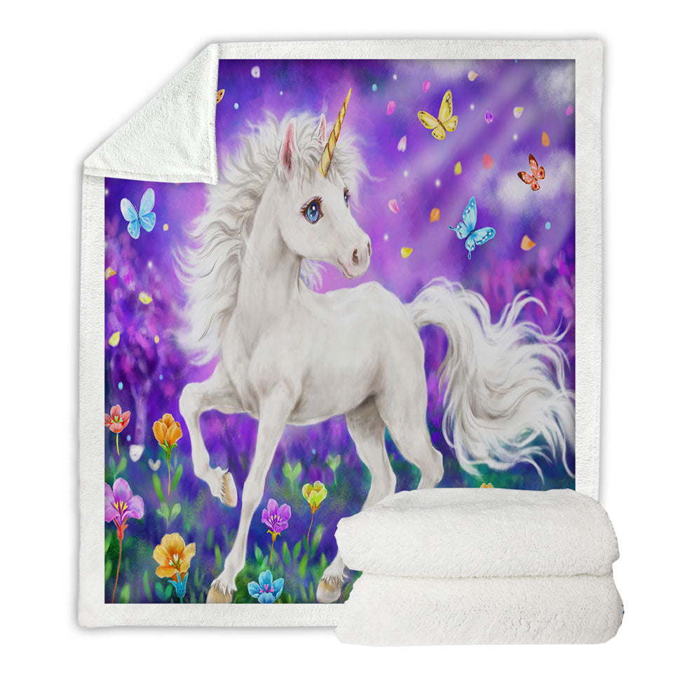Girly Sofa Blankets Fantasy Designs Butterflies and Unicorn