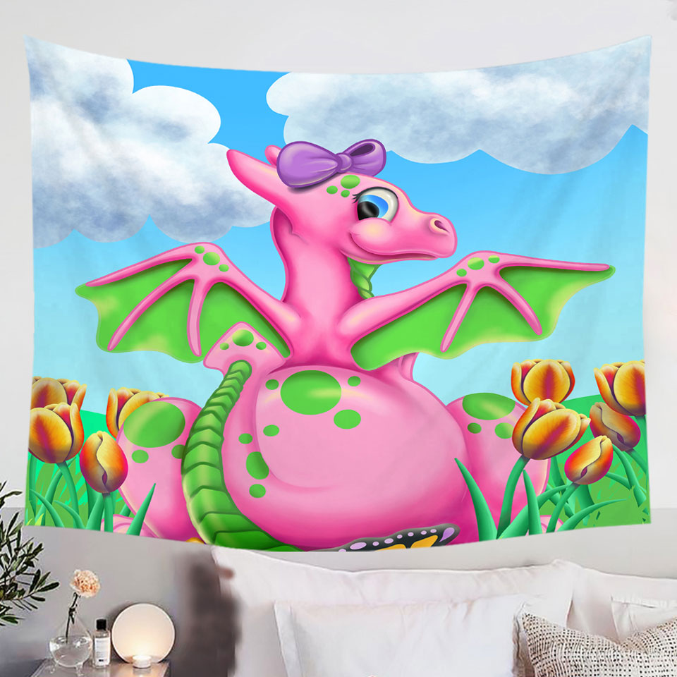 Girly-Wall-Decor-Squishy-the-Cute-Pink-Dragon-Girl