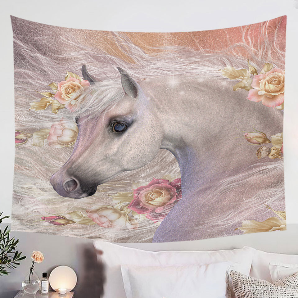 Girly-Wall-Decor-Winter-Rose-Roses-and-White-Horse