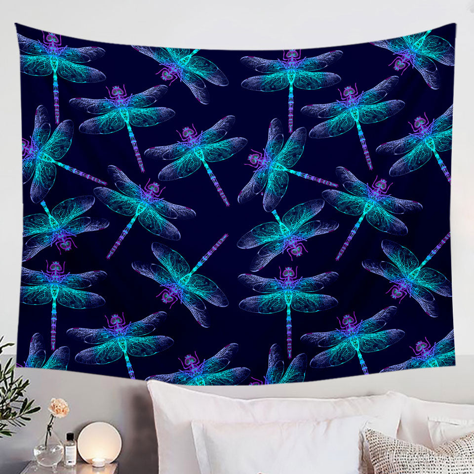Glowing Purplish Dragonflies Wall Decor