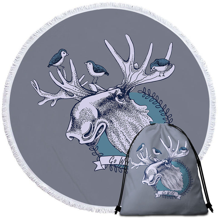 Go Wild Moose and Birds Beach Towels