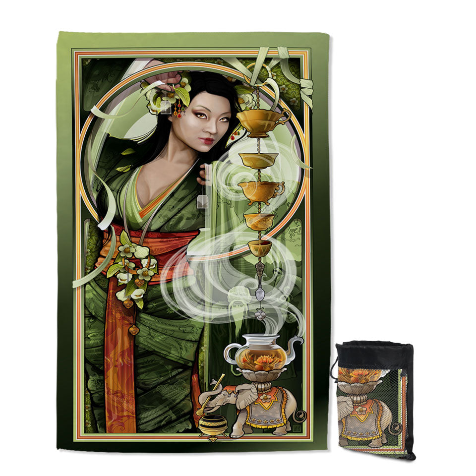 Goddess of Tea Beautiful Woman Art Microfiber Towels For Travel