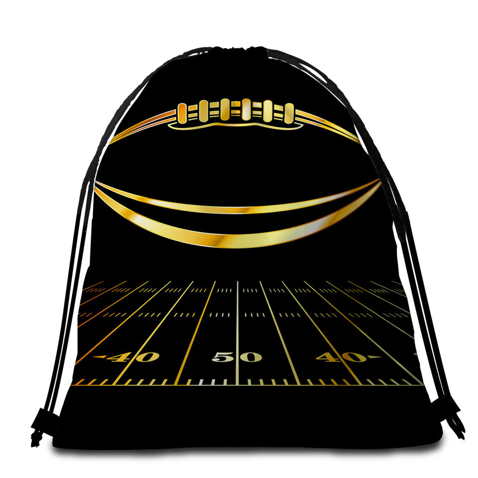 Gold Football Mens Beach Bags and Towels
