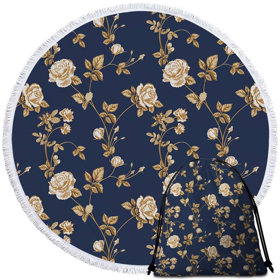 Gold Roses Beach Towels and Bags Set