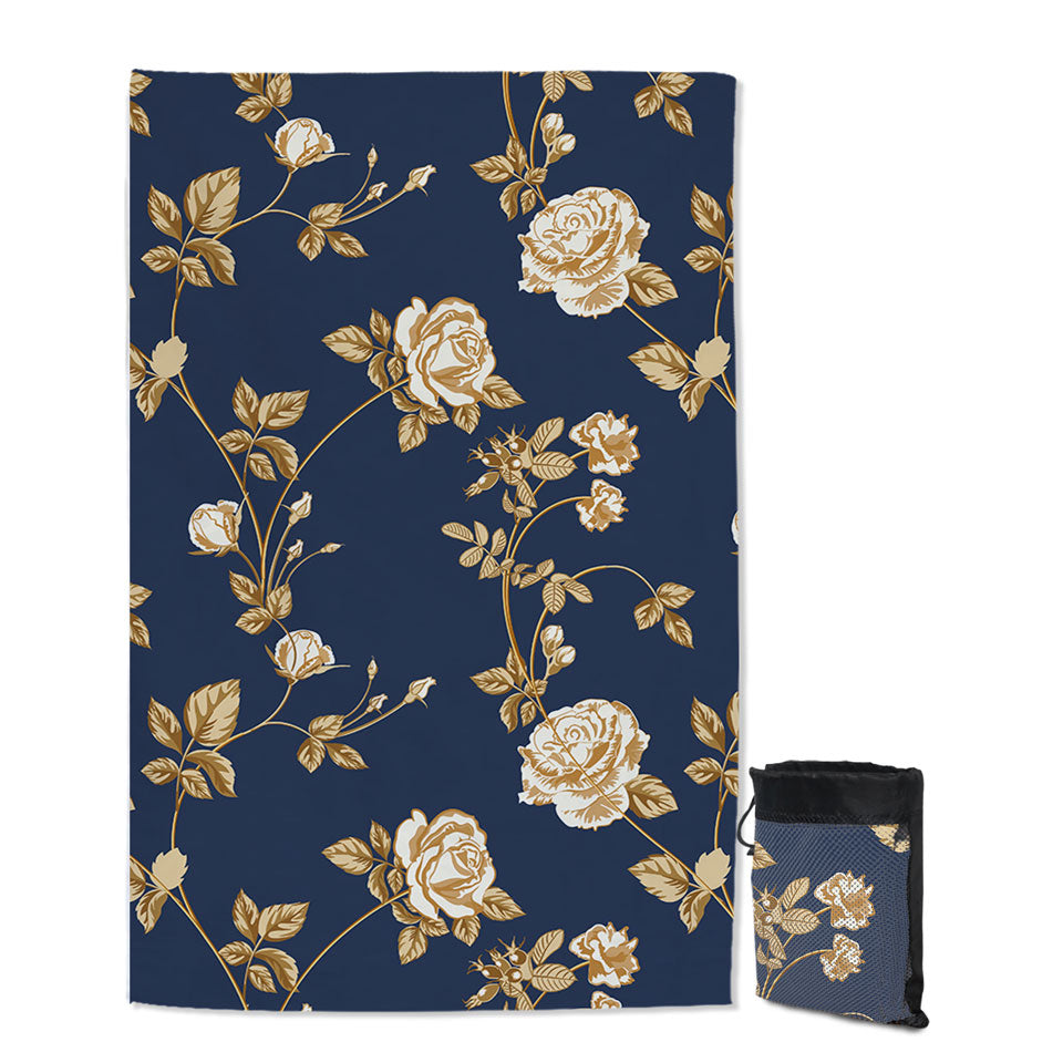 Gold Roses Quick Dry Beach Towel