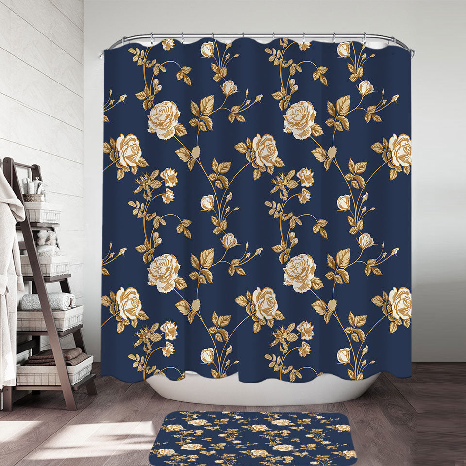 Gold Roses Shower Curtains