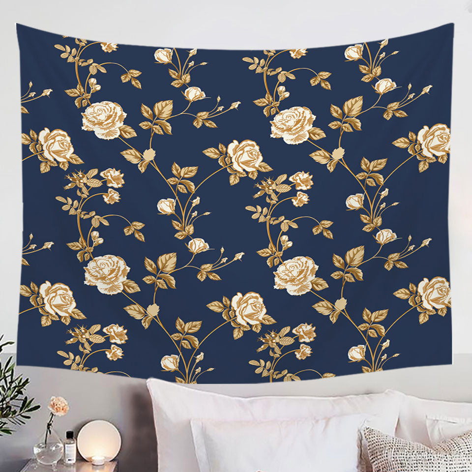 Gold Roses Wall Decor Tapestry