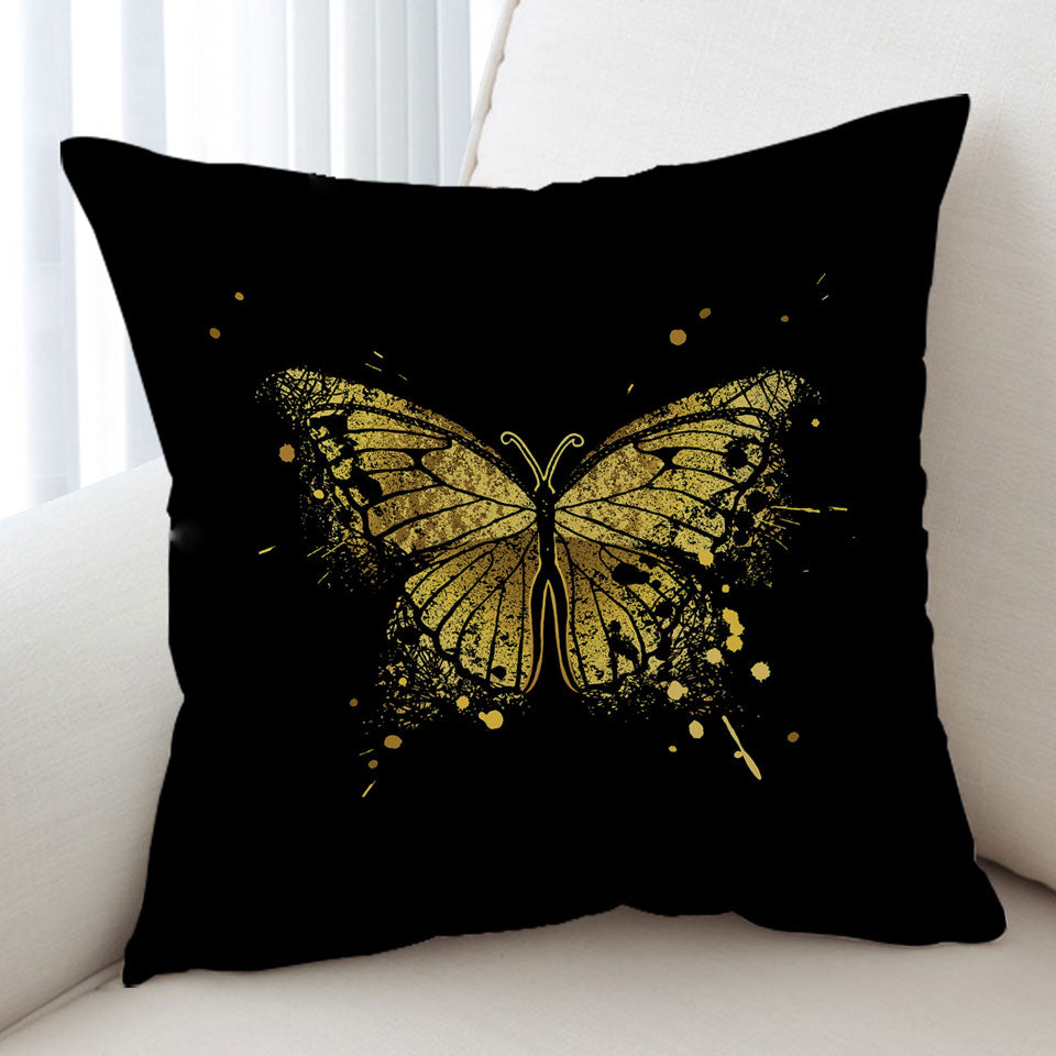 Golden Butterfly Cushion Cover