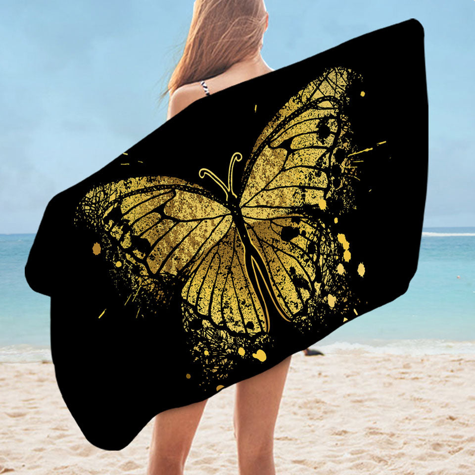 Golden Butterfly Quick Dry Beach Towel