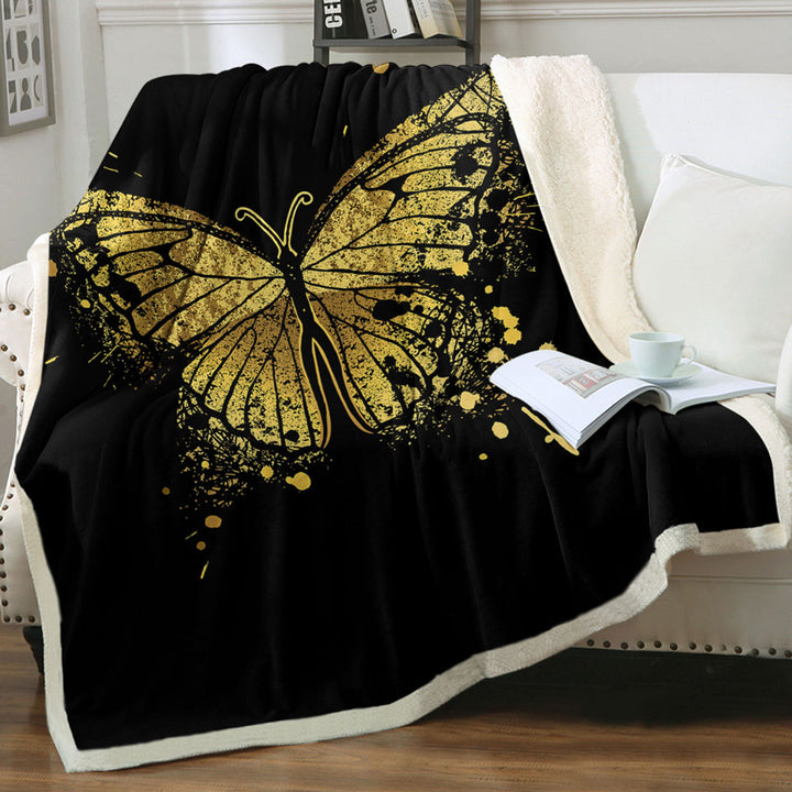 Golden Butterfly Sherpa Blanket