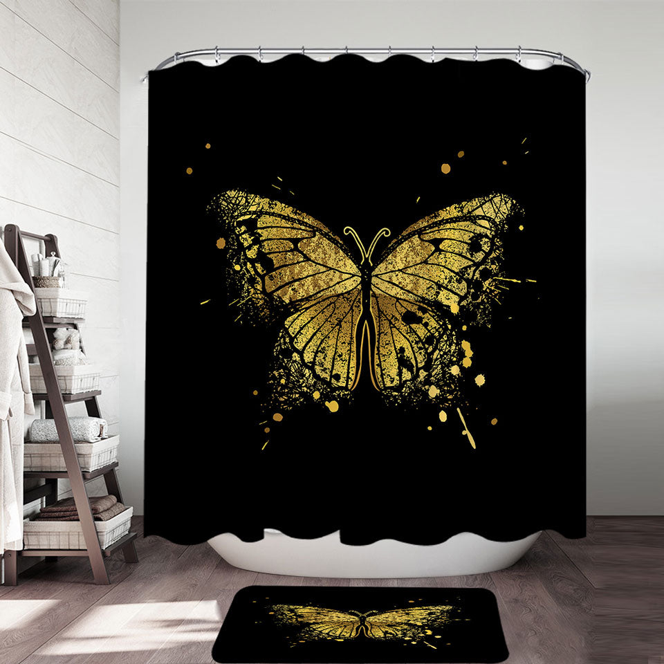 Golden Butterfly Shower Curtain