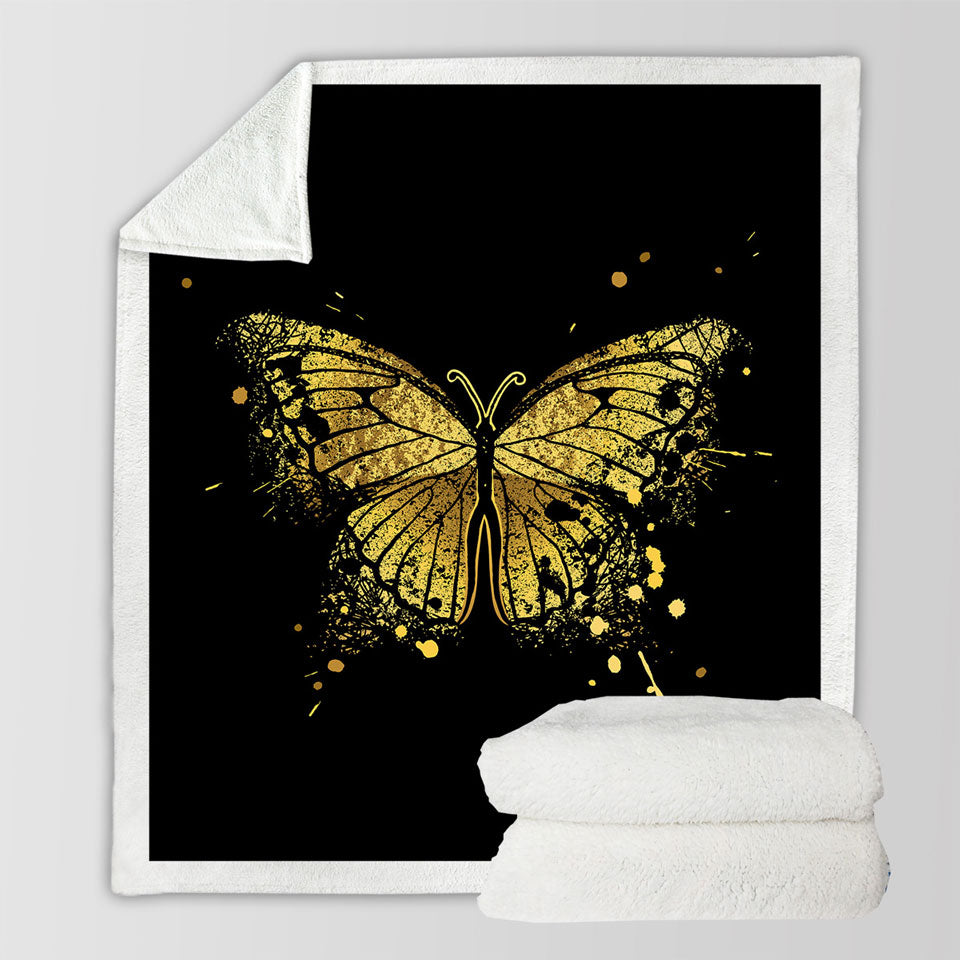 Golden Butterfly Throw Blanket