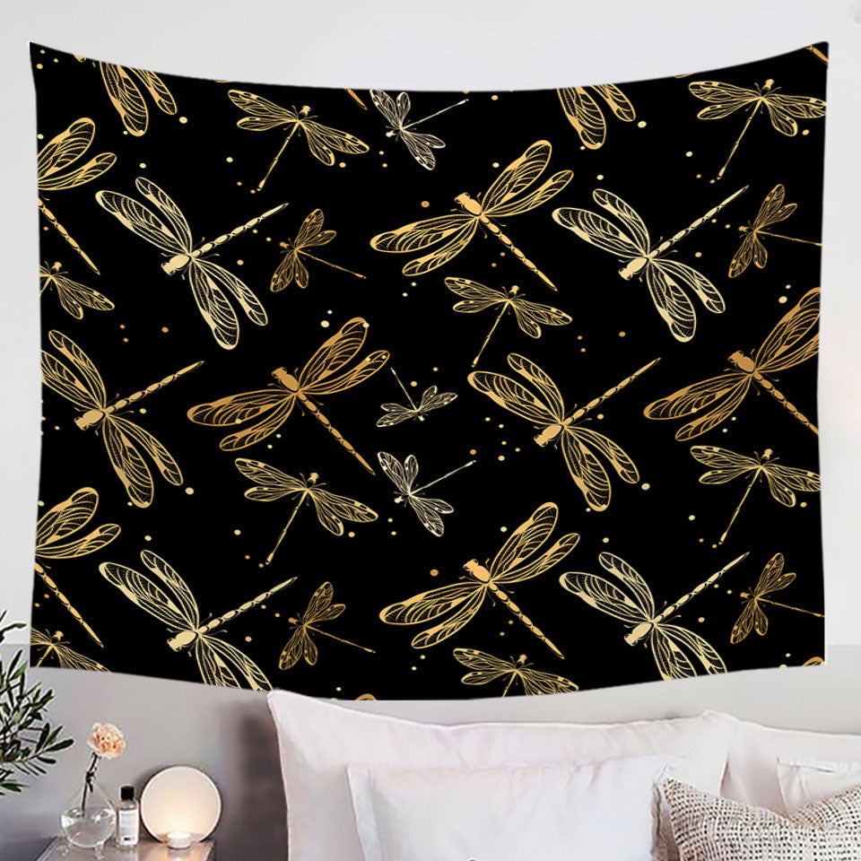 Golden Dragonflies Tapestry