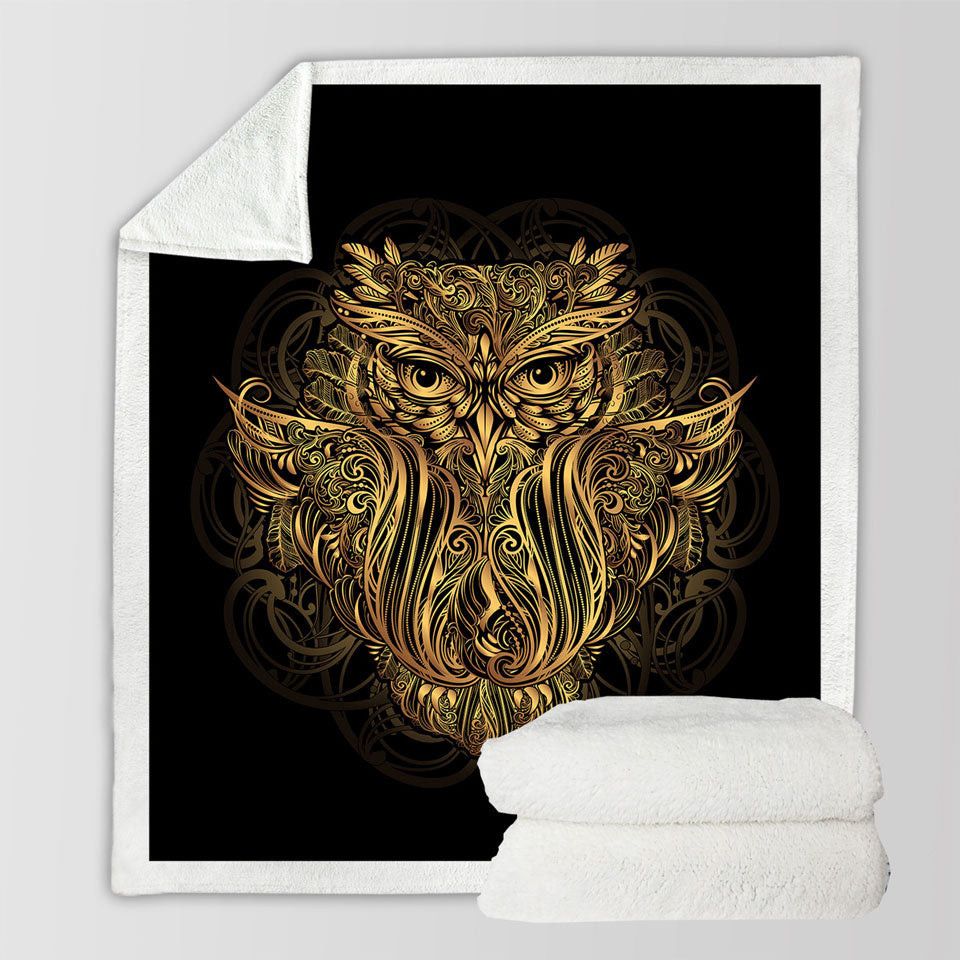 Golden Royal Owl Blankets