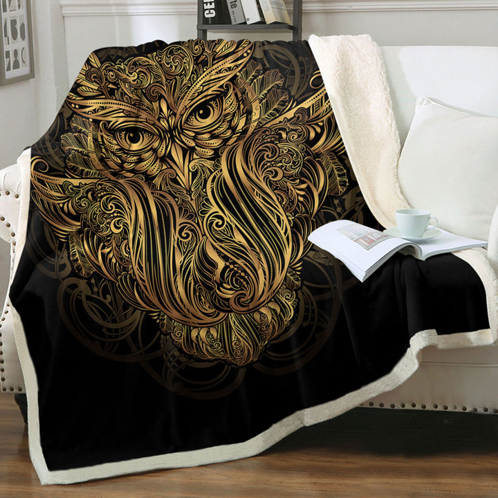 Golden Royal Owl Throws