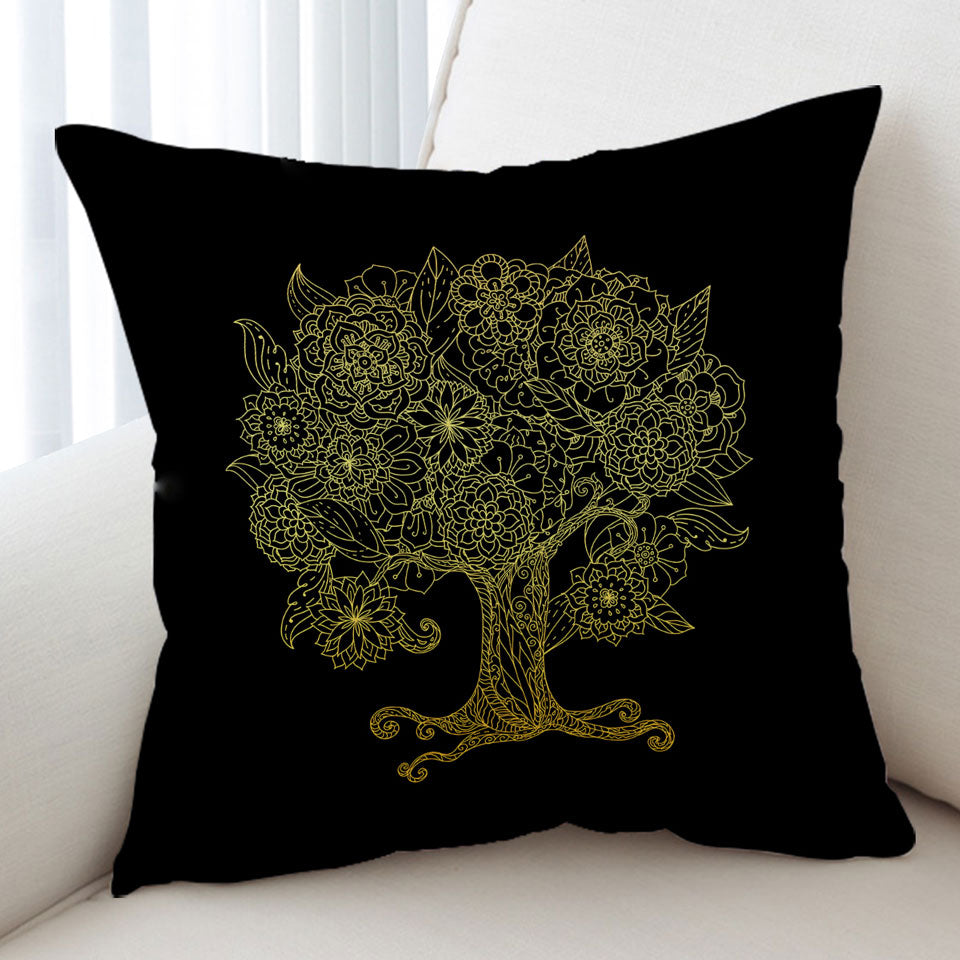 Golden Tree Cushion Cover
