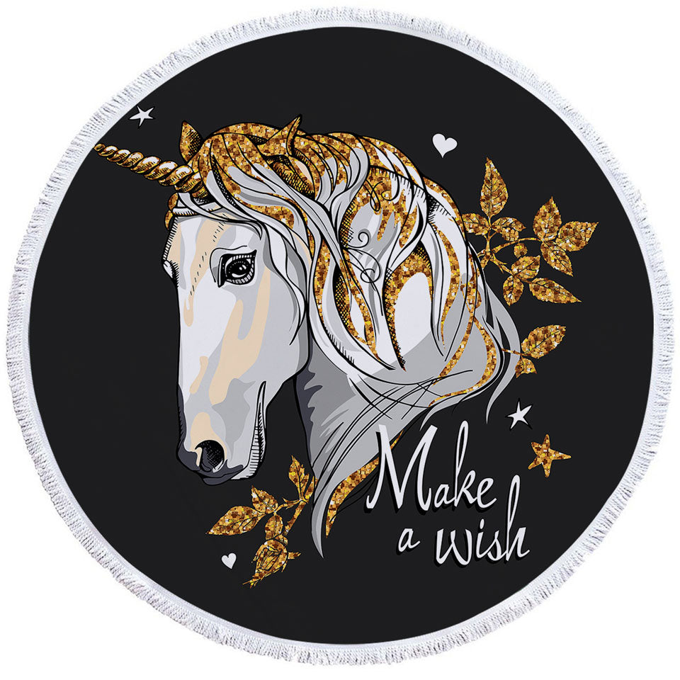 Golden Unicorn Beach Towels