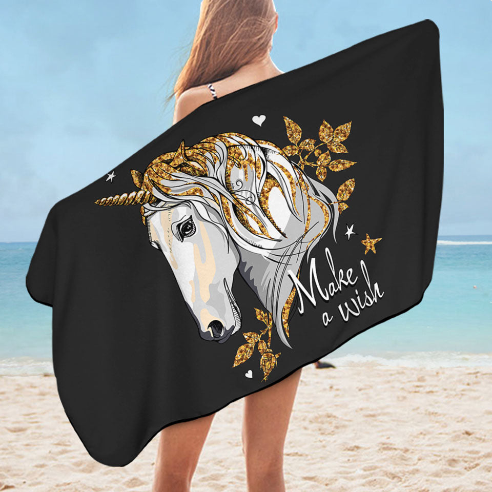 Golden Unicorn Girls Beach Towels