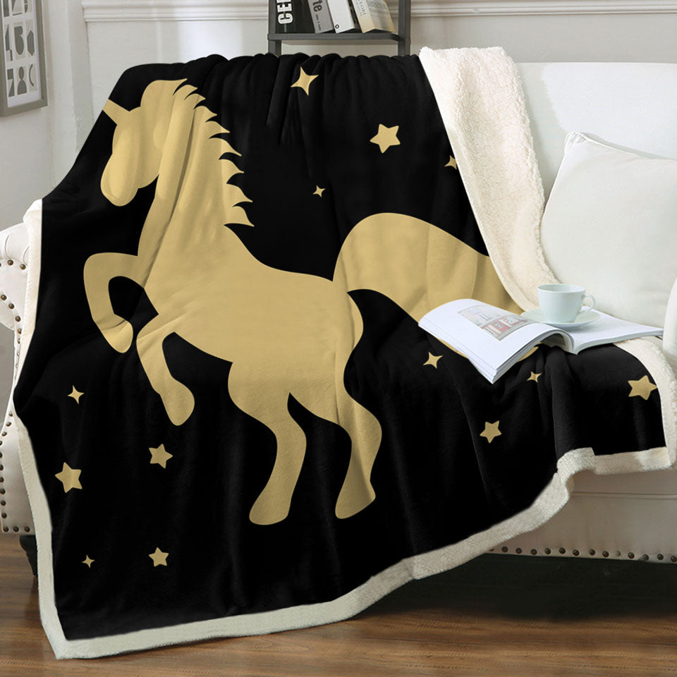 Golden Unicorn Throw Blanket