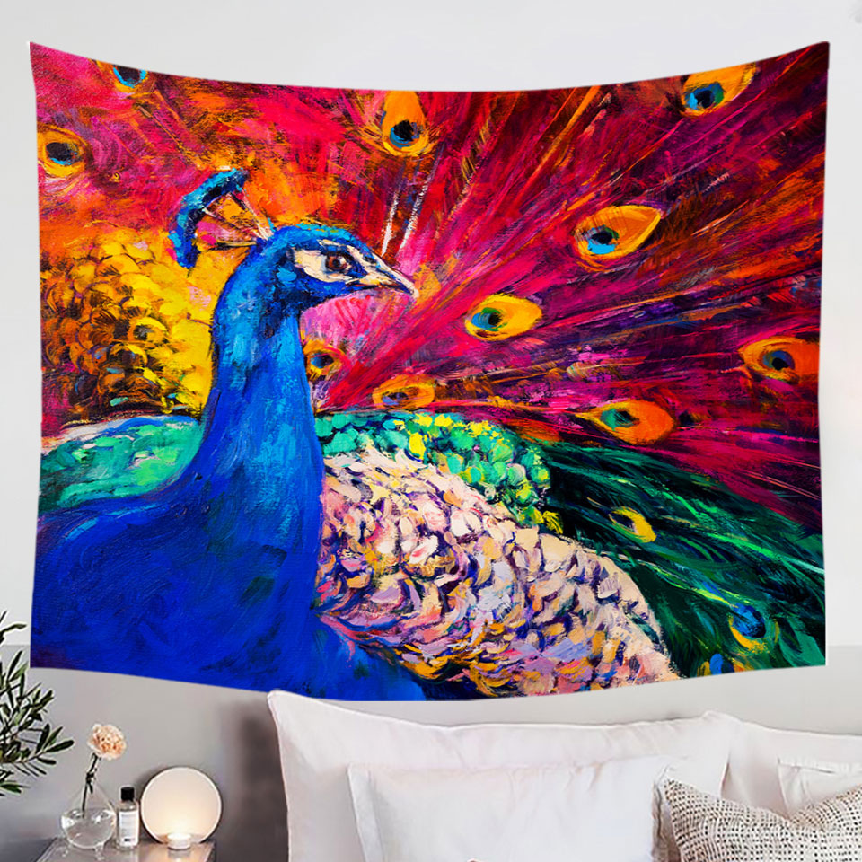 Gorgeous Art Painting Peacock Wall Decor Tapestry