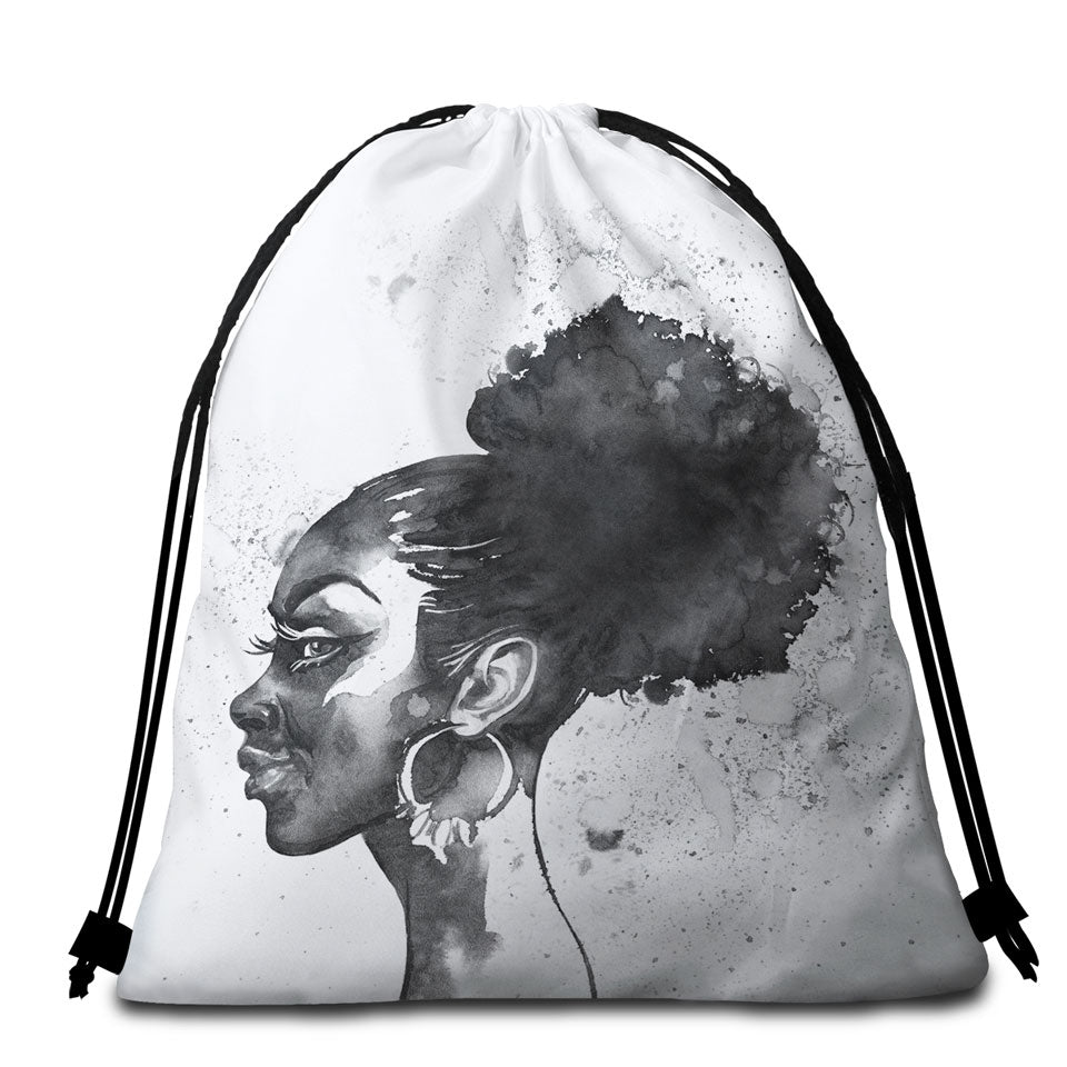 Gorgeous Black Girl Beach Towel Bags