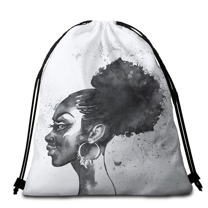 Gorgeous Black Girl Beach Towel Bags