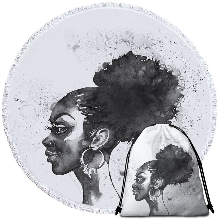 Gorgeous Black Girl Circle Beach Towel