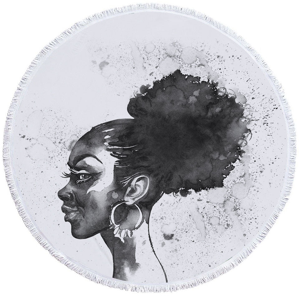 Gorgeous Black Girl Round Beach Towel