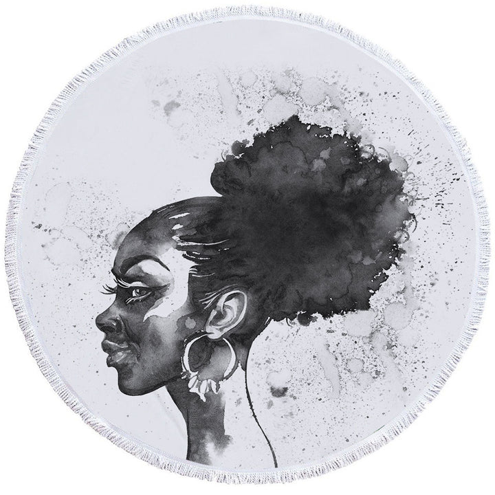 Gorgeous Black Girl Round Beach Towel