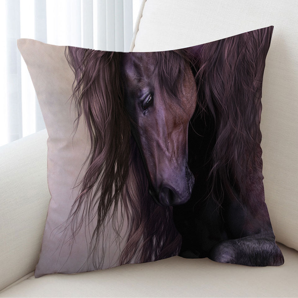 Gorgeous Long Haired Brown Horse Cushion Cover