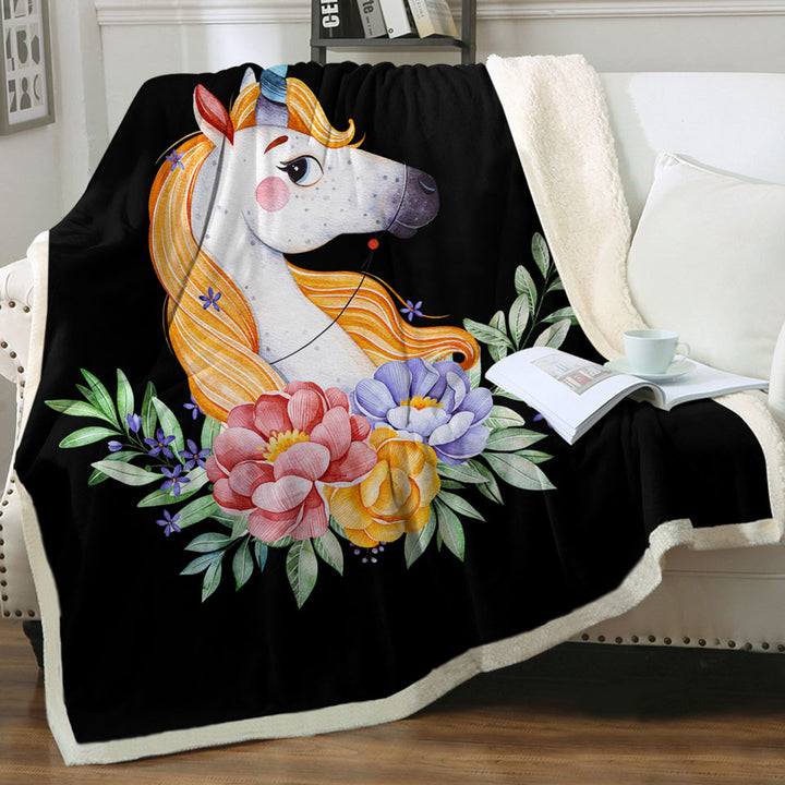 Gorgeous Unicorn and Flowers Couch Throws