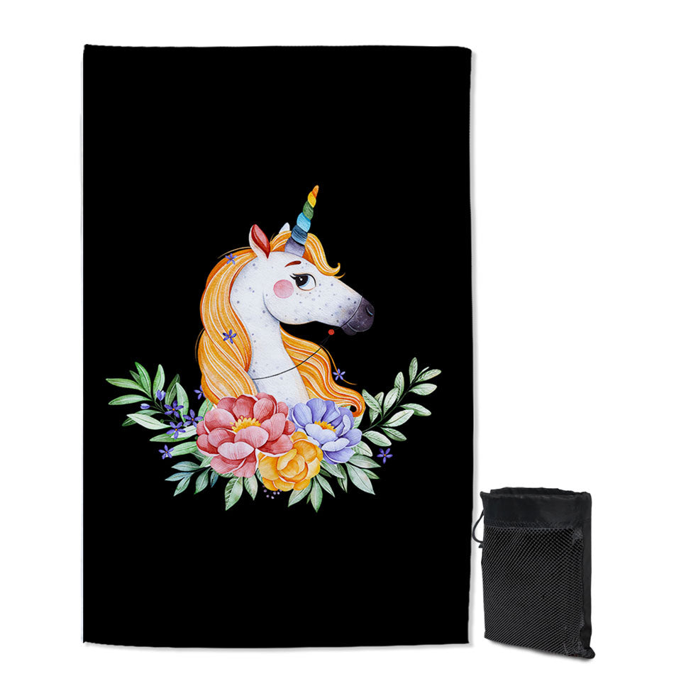 Gorgeous Unicorn and Flowers Thin Beach Towels