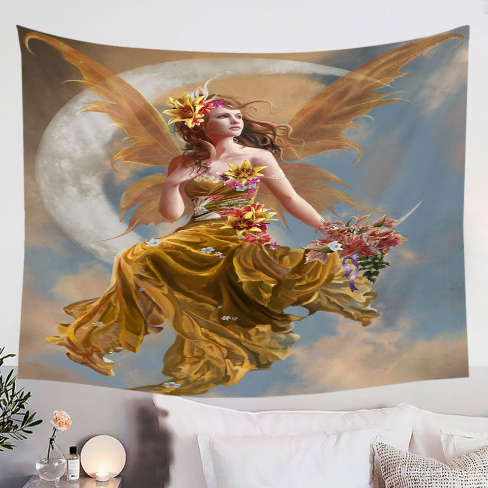 Gorgeous-Wall-Decor-Tapestries-Earth-Moon-and-Flowers-Fairy