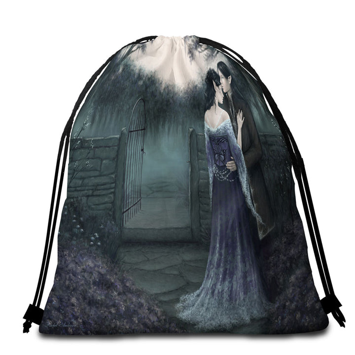Gothic Beach Bags and Towels Fantasy Art Dark Garden of Two Elf Lovers