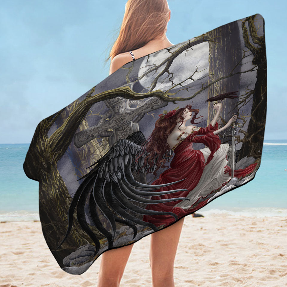 Gothic Beach Towel Fantasy Art the Graveyard Fairy