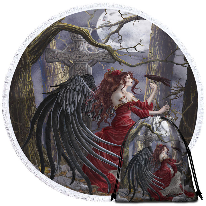 Gothic Beach Towels Fantasy Art the Graveyard Fairy