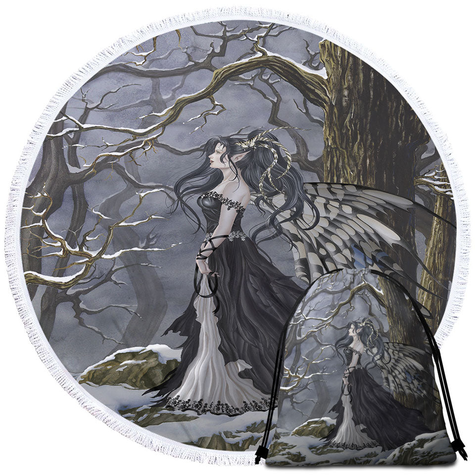 Gothic Beach Towels Hope Fantasy Artwork of the Winter Forest Fairy