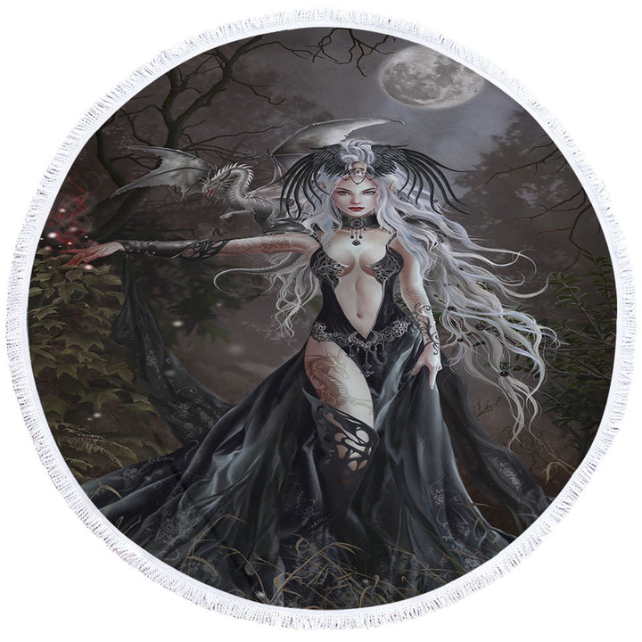 Gothic Beach Towels with Fantasy Art My Queen of Havoc and Dragon