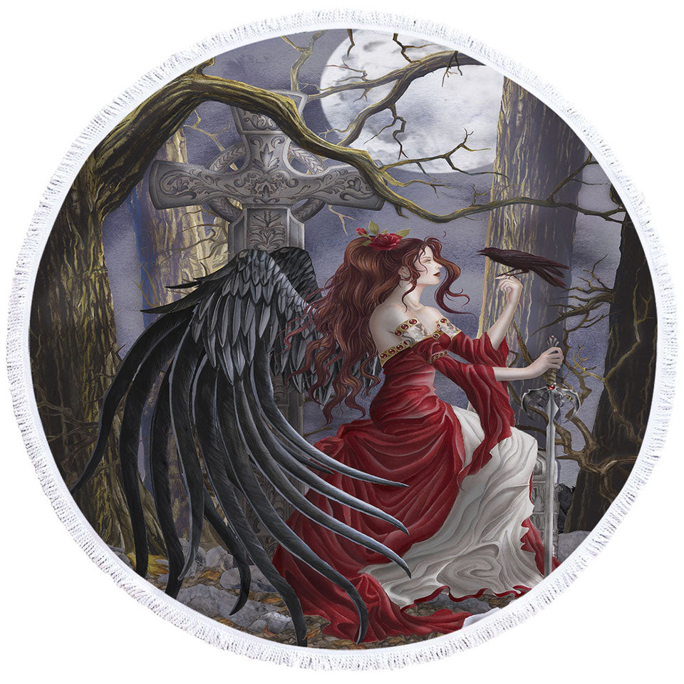 Gothic Circle Beach Towel Fantasy Art the Graveyard Fairy